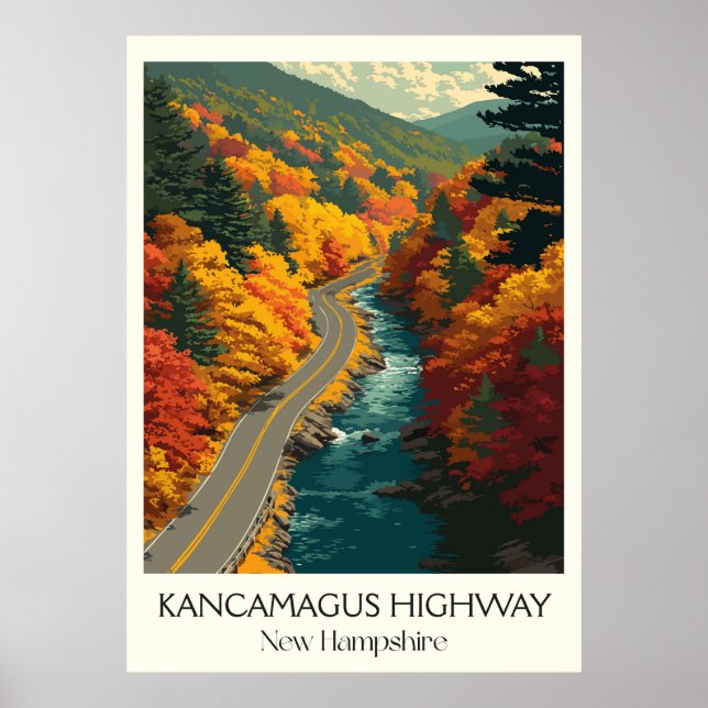 Kancamagus Highway NH Höstresa Poster (Framsidan)