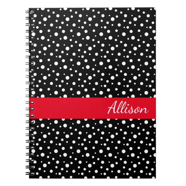Känd Anteckningsbok-Svart & vitpolka dots för Anteckningsbok (Framsidan)