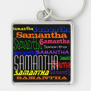 Känd färgrik Collage Keychain för personlig Fyrkantig Silverfärgad Nyckelring