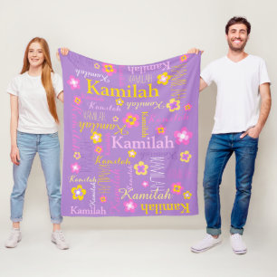 Känd Kamilah för purpurfärgade rosagultflickor Fleecefilt