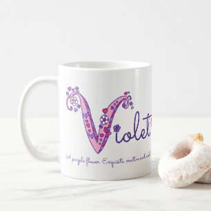 Känd menande dekorativ V monogrammugg för Violet Kaffemugg