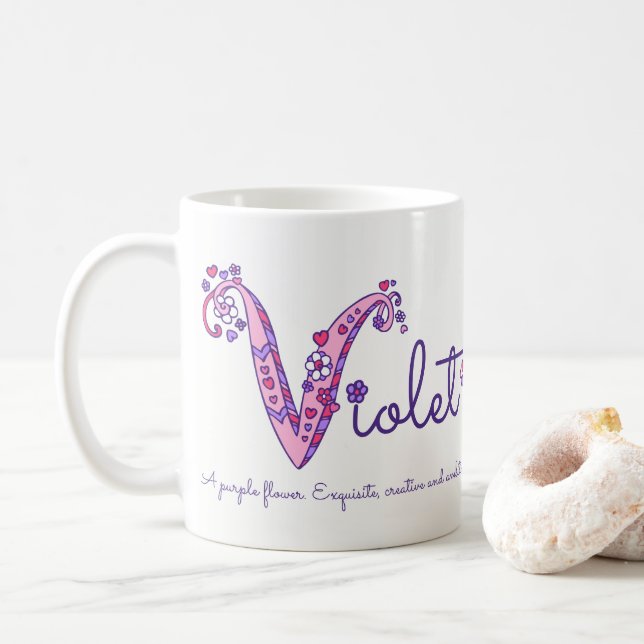 Känd menande dekorativ V monogrammugg för Violet Kaffemugg (Med munk)