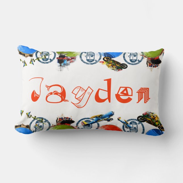 Känd Monogram för personlig för Jayden/pojkeLumbar Lumbarkudde (Framsida)