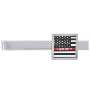Känd patriotisk brandmanflagga för anpassningsbar slipsnål med silverfinish