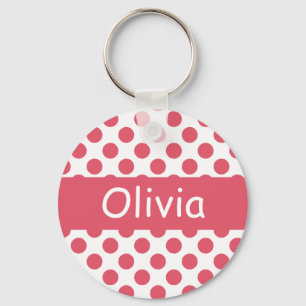 Känd rosa polka dots Keychains för personlig Nyckelring