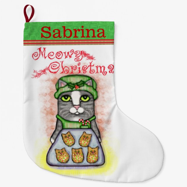 Känd stekhet kattjulstrumpa för anpassningsbar stor julstrumpa (Framsidan)