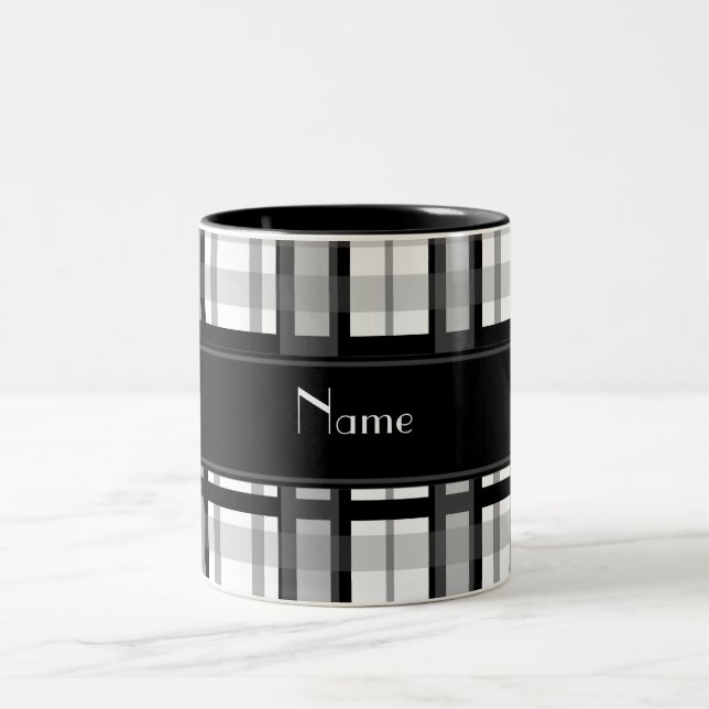 Känd svartvit pläd för personlig Två-Tonad mugg (Center)