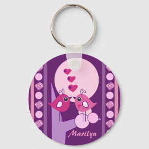 Känd valentin dagkeychain med love birds nyckelring