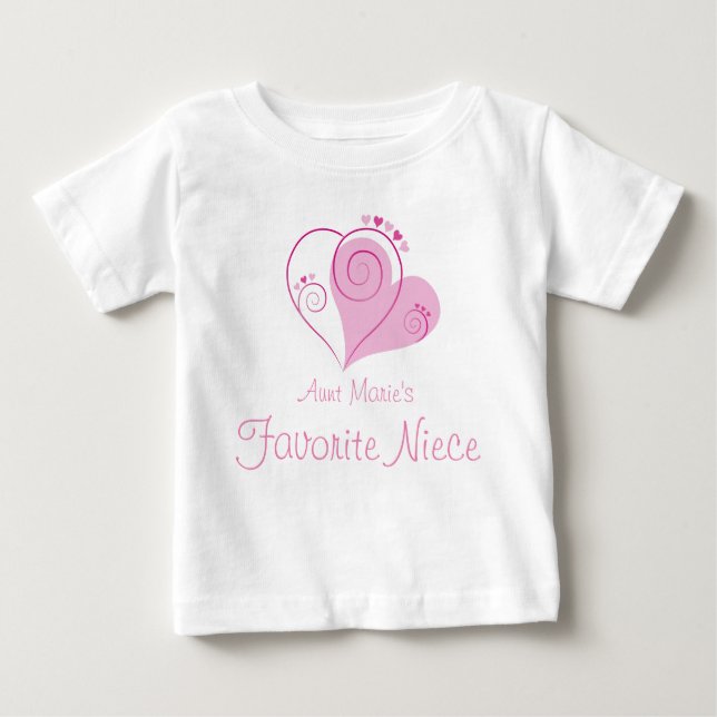 Kända aunties Favorit Brorsdotter Rosa Hjärta för T Shirt (Framsida)