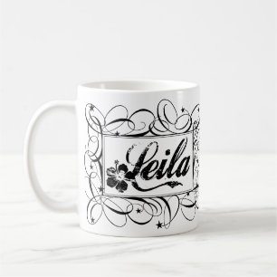 Kända Leila i svart inre stilfull ram Kaffemugg