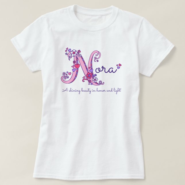 Kända Nora flickor & menande n-monogramskjorta T-shirt (Design framsida)