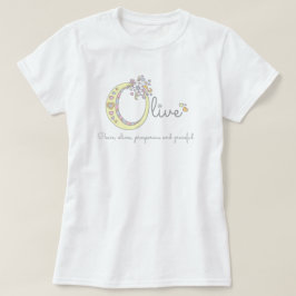 Kända olivgröna flickor och menande t-shirt