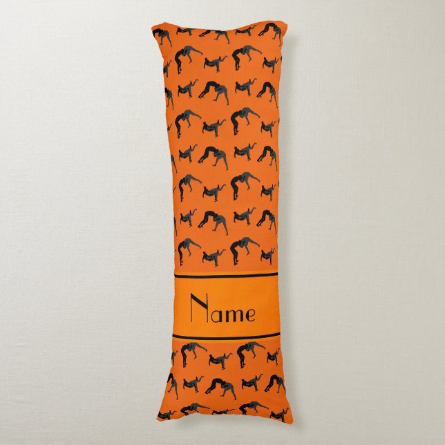 Kända orange brottningsilhouettes för personlig kroppskudde (Framsidan Vertikal)