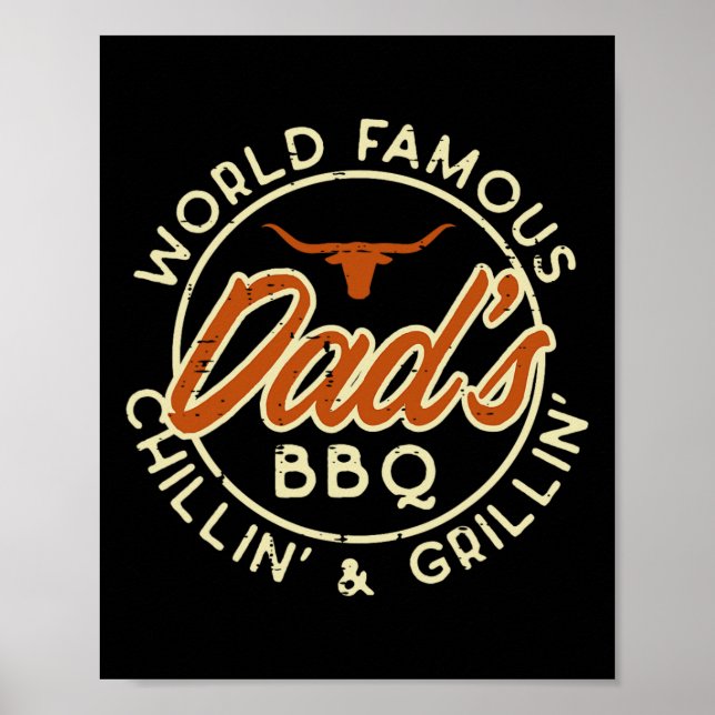 Kända pappors grillande BBQ fadersdag pappa Poster (Framsidan)