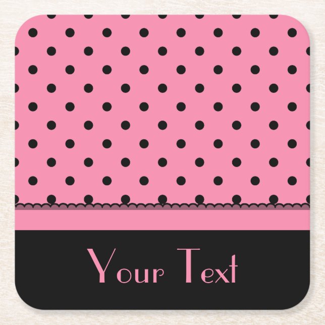 Kända shock rosa för polka dots för rörsockasvart underlägg papper kvadrat (Framsidan)