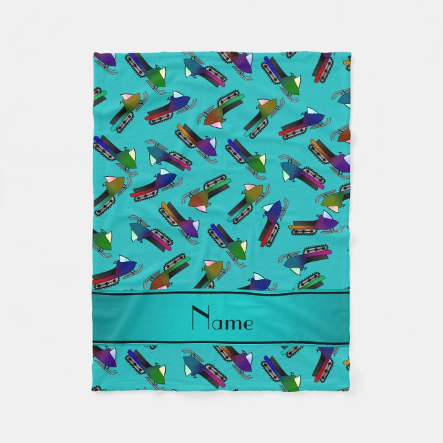 Kända turkossnowmobiles för personlig fleecefilt (Framsidan)