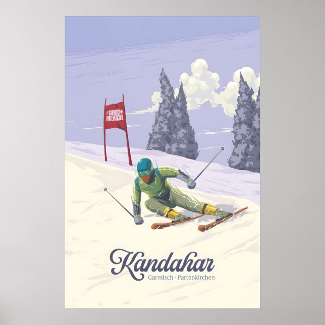 Kandahar Garmisch Partenkirchen Tyskland Skidområd Poster (Framsidan)
