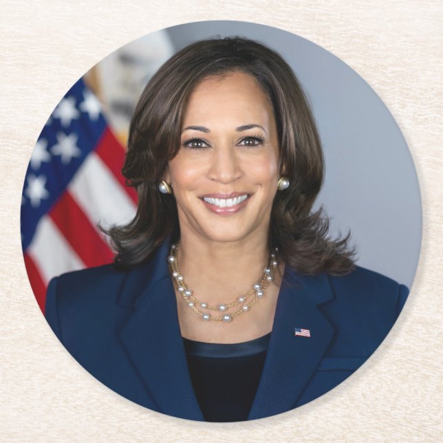 Kandate Kamala Harris US 2024 Underlägg Papper Rund (Framsidan)
