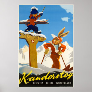 Kandersteg Schweitz, skidar reser affischen Poster