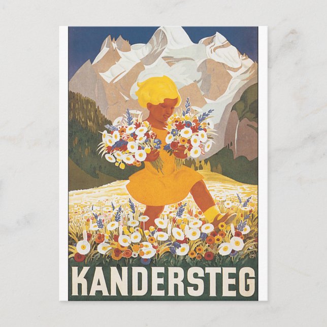 Kandersteg Schweitz vintage resoraffisch Vykort (Framsida)