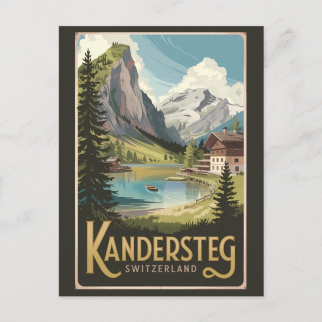 Kandersteg Schweiz Illustration Resa Konst Vykort (Framsida)