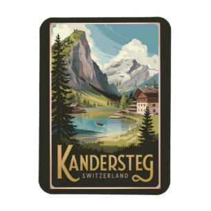 Kandersteg Schweiz Illustration Travel Art Magnet