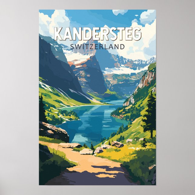 Kandersteg Schweiz Resa Konst Vintage Poster (Framsidan)