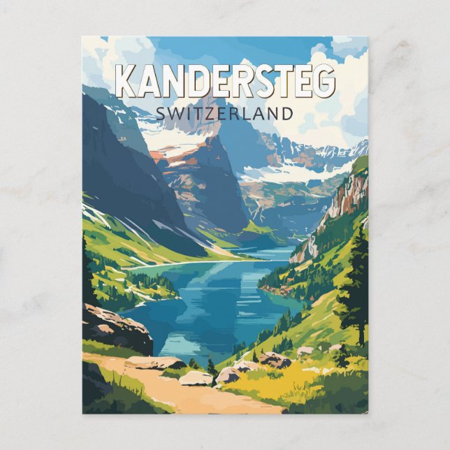 Kandersteg Schweiz Resa Konst Vintage Vykort (Framsida)