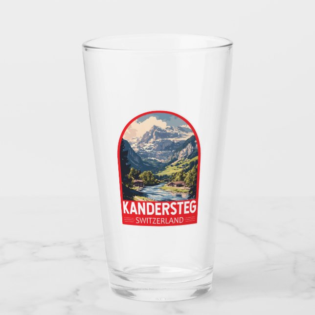 Kandersteg Schweiz Travel Art Emblem Glaskopp (Framsida)