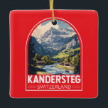 Kandersteg Schweiz Travel Art Emblem Julgransprydnad Keramik<br><div class="desc">Kanderretro-vektorns resdesign. Kandersteg är en by på hög höjd i den schweiziska Bernese Oberland. Spårvagnar,  som den utmanande Allmenalp,  och en kabelbil öster till Sjö Oeschinen.</div>