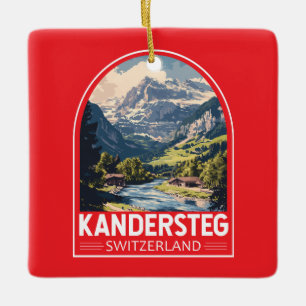 Kandersteg Schweiz Travel Art Emblem Julgransprydnad Keramik