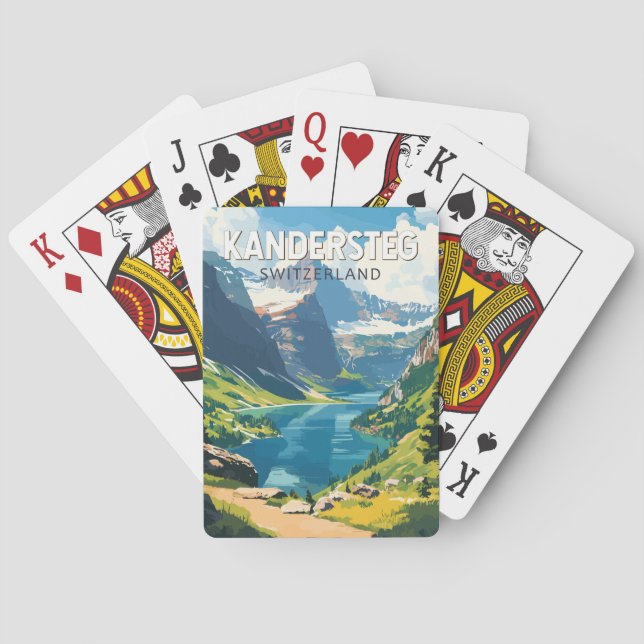 Kandersteg Schweiz Travel Art Vintage Casinokort (Baksidan)