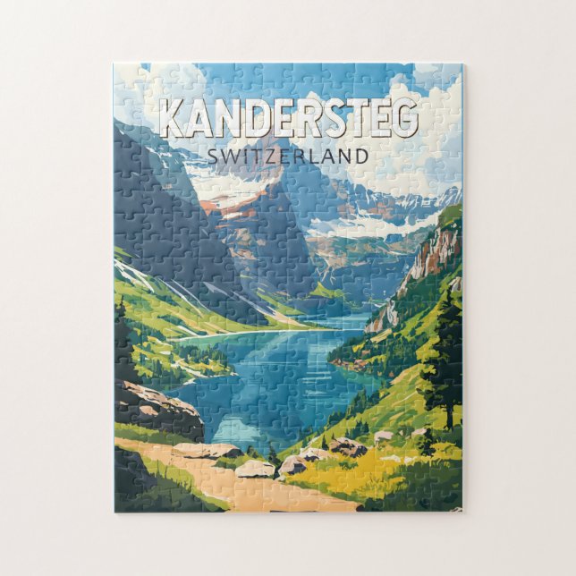 Kandersteg Schweiz Travel Art Vintage Pussel (Vertikal)