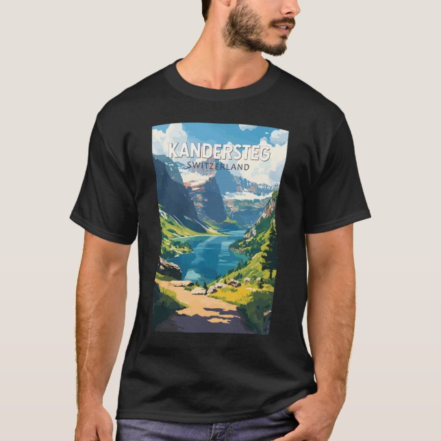 Kandersteg Schweiz Travel Art Vintage T Shirt (Framsida)
