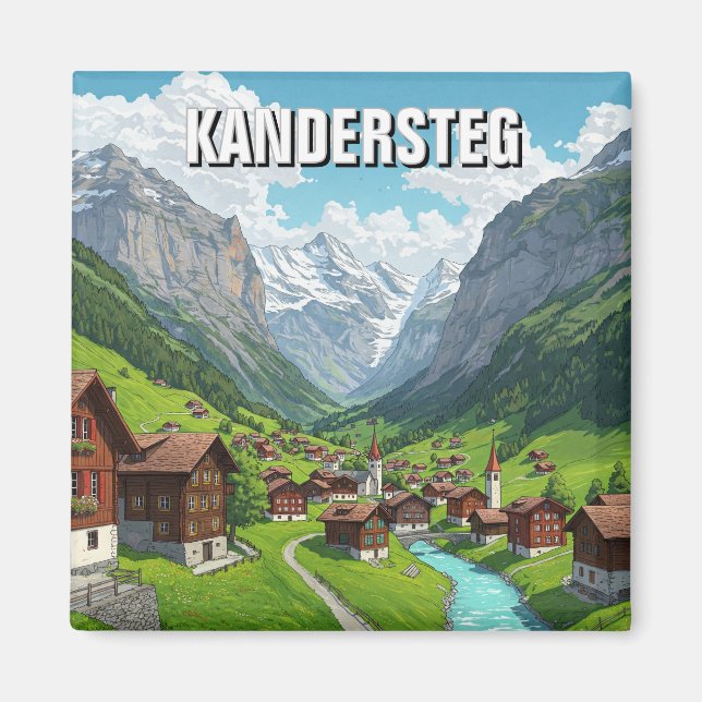 Kandersteg Schweiz Travel Magnet (Framsidan)