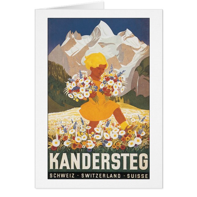 Kandersteg Schweiz Vintage resor Poster Hälsningskort (Framsidan)