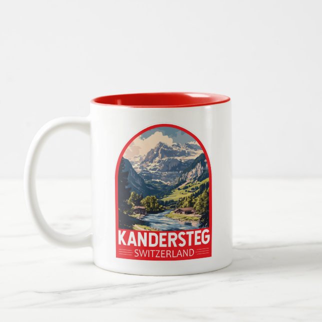 Kandersteg Switzerland Travel Art Emblem Två-Tonad Mugg (Vänster)
