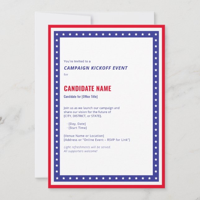 Kandidatfotot för den politiska evenemanget kampan inbjudningar (Framsida)