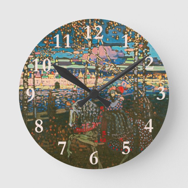 Kandinski Riding lite Abstrakt Painting Rund Klocka (Framsida)