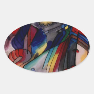 Kandinsky 1913 Abstrakt Painting Ovalt Klistermärke