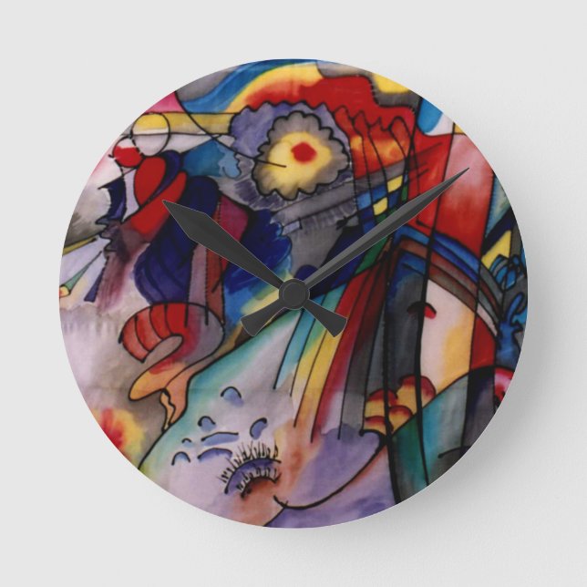 Kandinsky 1913 Abstrakt Painting Rund Klocka (Framsida)
