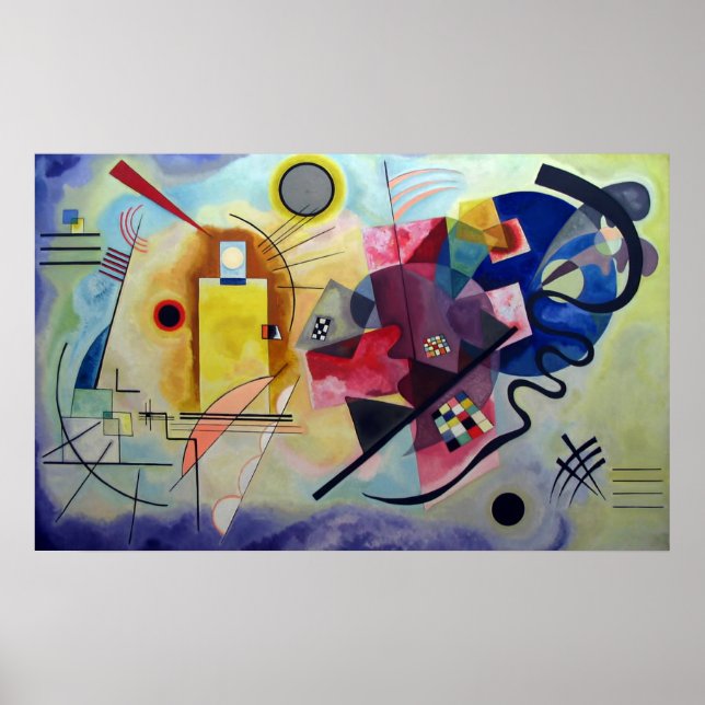 Kandinsky 1925/gult/rött/blått/bildpunkter poster (Framsidan)