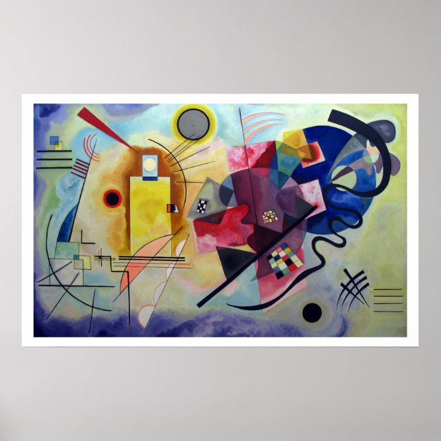 Kandinsky 1925/gult/rött/blått/bildpunkter poster (Framsidan)