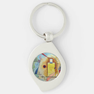 Kandinsky 1925/gult/rött/blått/bildpunkter swirl silverfärgad nyckelring