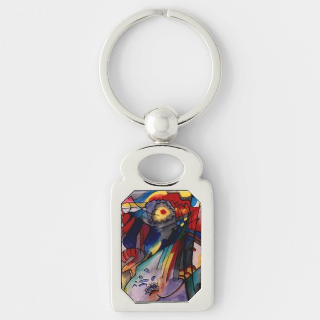 Kandinsky - 293, colorful painting,  rektangulärt silverfärgad nyckelring (Framsidan)