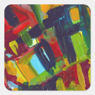 Kandinsky 304 Colorful Abstrakt Artwork Fyrkantigt Klistermärke