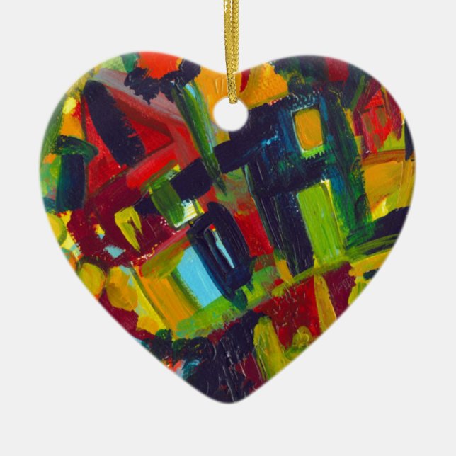 Kandinsky 304 Colorful Abstrakt Artwork Julgransprydnad Keramik (Framsidan)