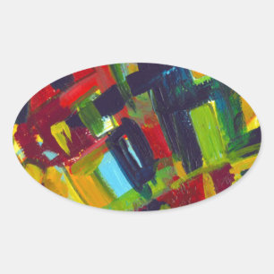 Kandinsky 304 Colorful Abstrakt Artwork Ovalt Klistermärke