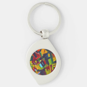Kandinsky '304' färglös Abstrakt Painting Swirl Silverfärgad Nyckelring