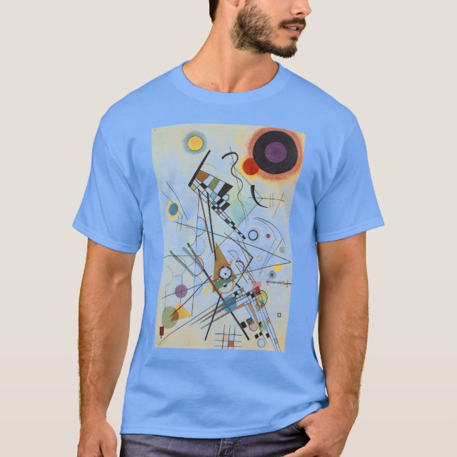 Kandinsky Absract Expressionist Carolina Blue T Shirt (Framsida)